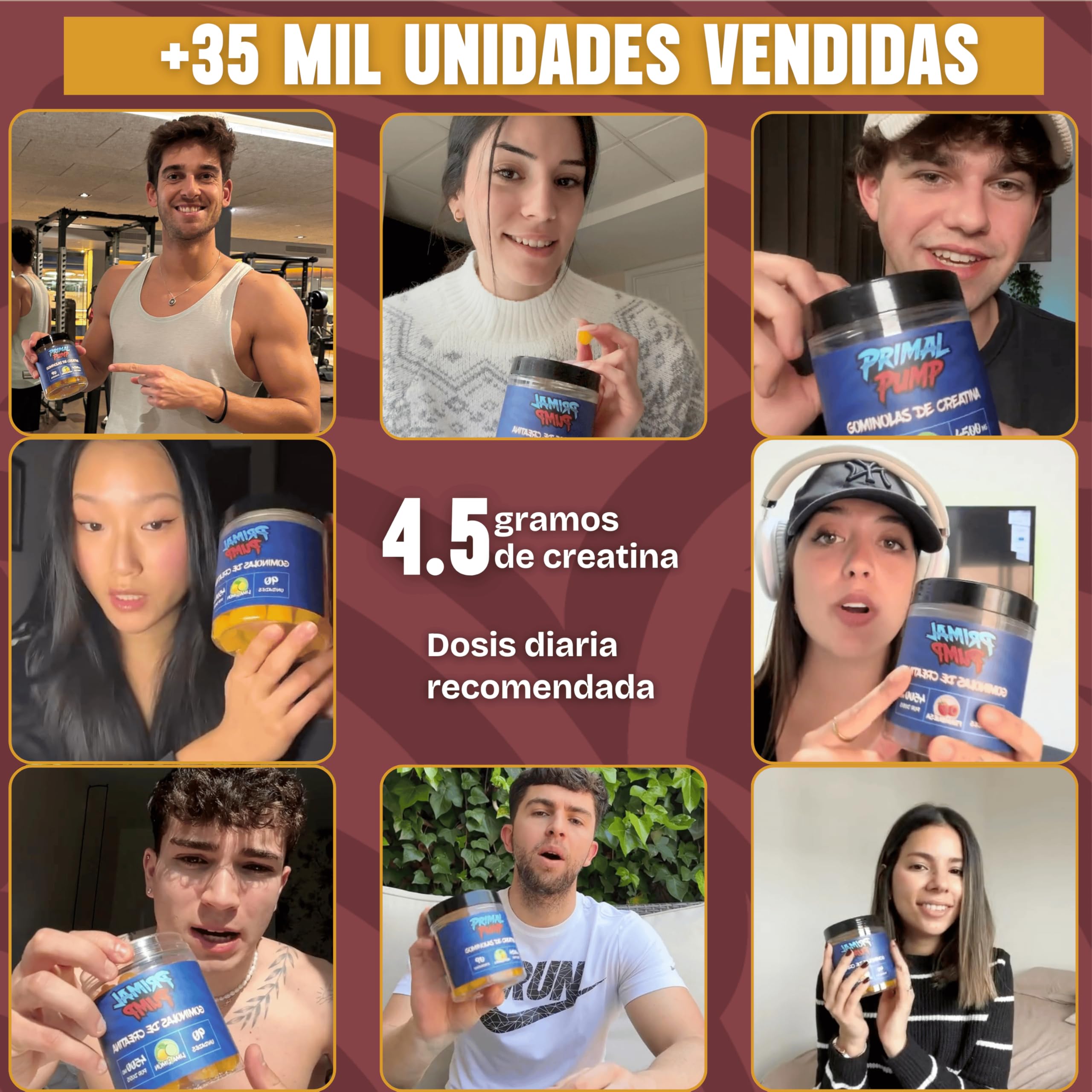 Creatina Monohidratada 4.5g Gominolas - Sin Azúcar, Vegano, Sabor Lima Limón