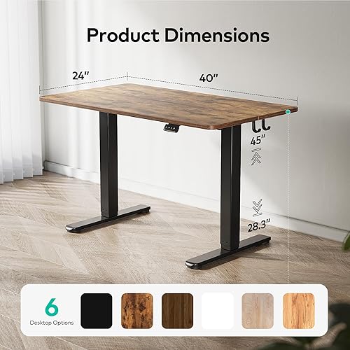 Miniatura 28 de FEZIBO Escritorio eléctrico de pie ajustable en altura, escritorio de pie de 40 x 24 pulgadas, escritorio de computadora de oficina en casa con