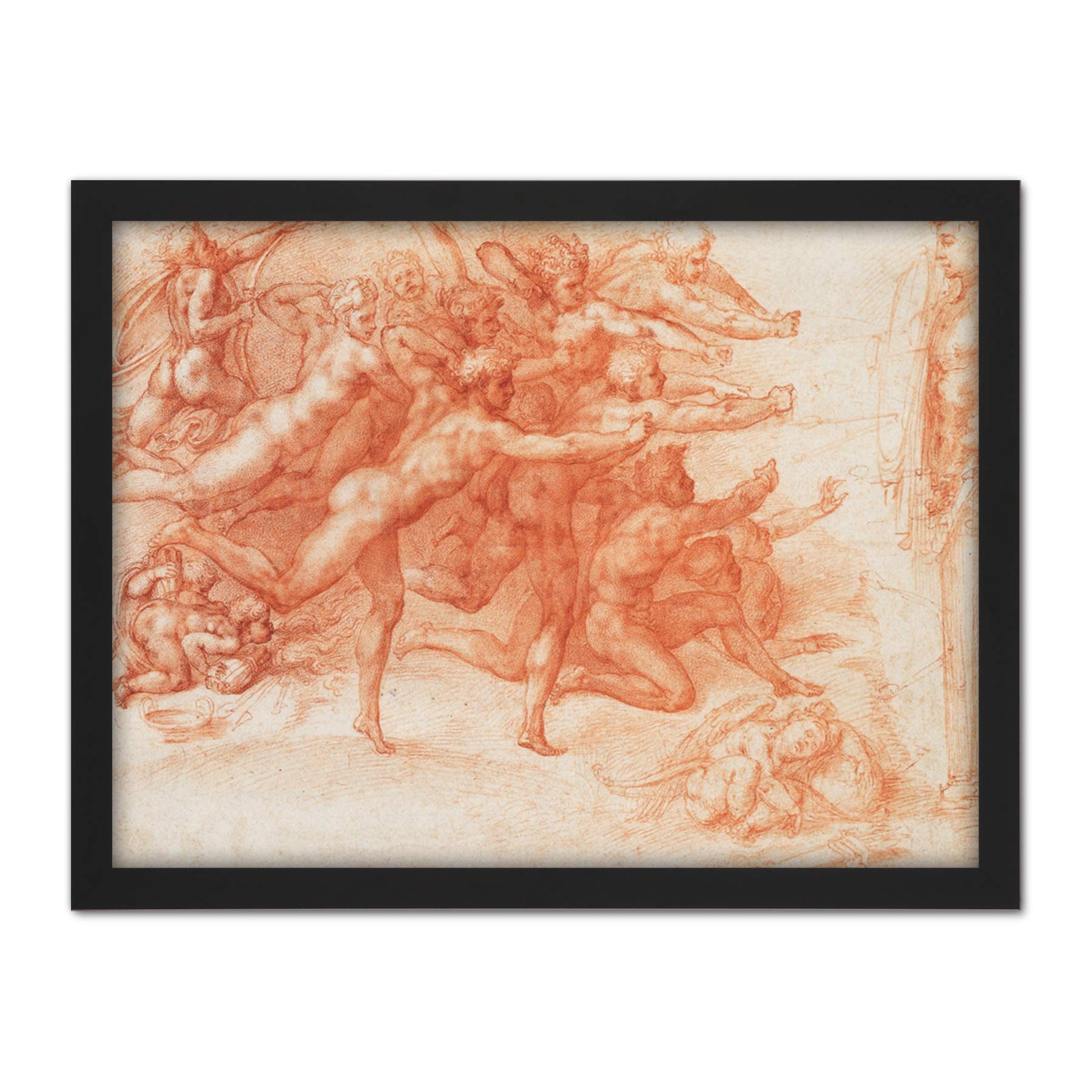 Michelangelo Buonarroti Archers Shooting At A Herm Large Framed Art Print Poster Wall Decor 18x24