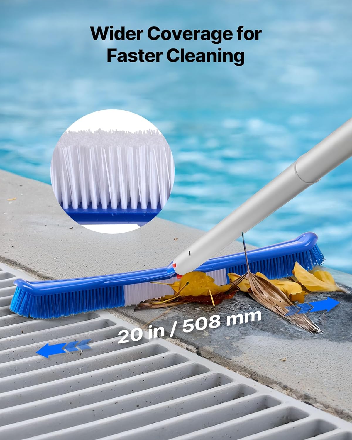 VEVOR Swimming Pool Cleaning Kit, Includes 2 Detachable Brush Heads (20 Inch / 5.5 Inch) and 2 Pool Skimmer Nets, 4-in-1 Inground/Above Ground Pools Cleaning Tools Set for Leaf, Fine Mesh, No Poles