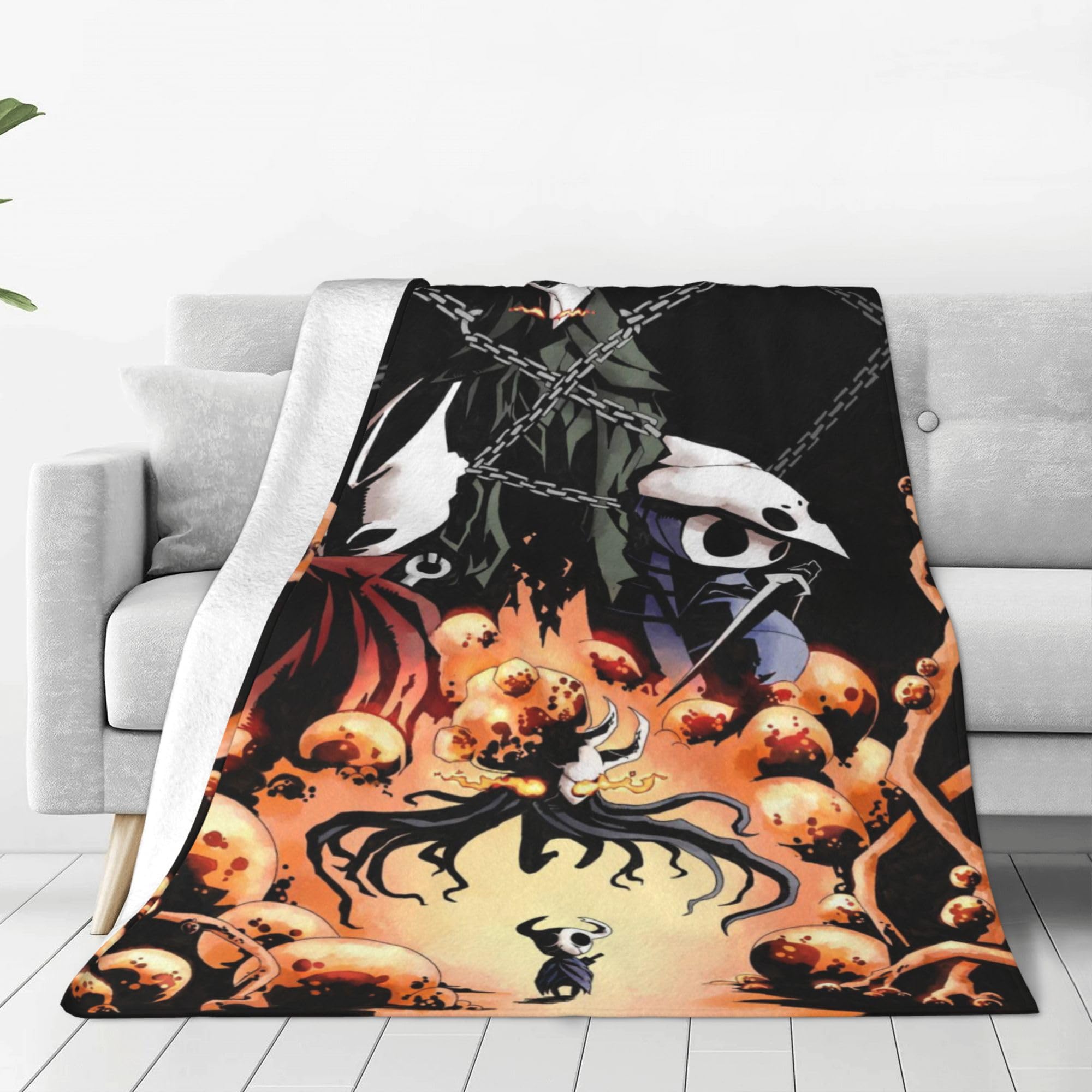 Kkarnxor Men's Black Hollow Game Knight Throw Blanket For Wo Travel Blanket Cozy Flannel Blanket Decor All Seasons Cozy Blankets 50"X40"