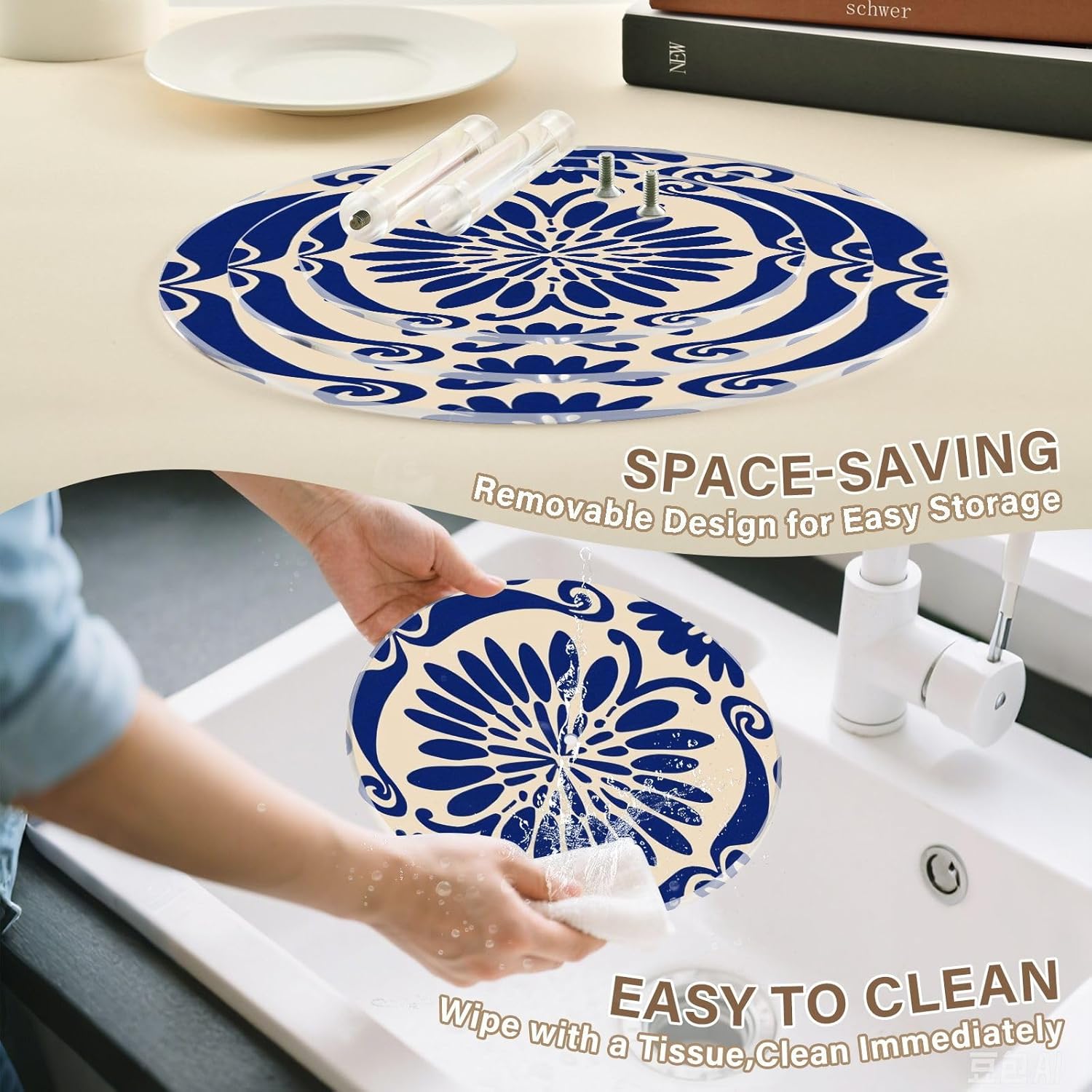 Blue Pattern 3 Tier Acrylic Cupcake Stand, Cupcake Stand for 34 Cupcakes for Weddings, Christmas,Holidays,Parties,Birthday,Printed Cupcake Tower 23102033