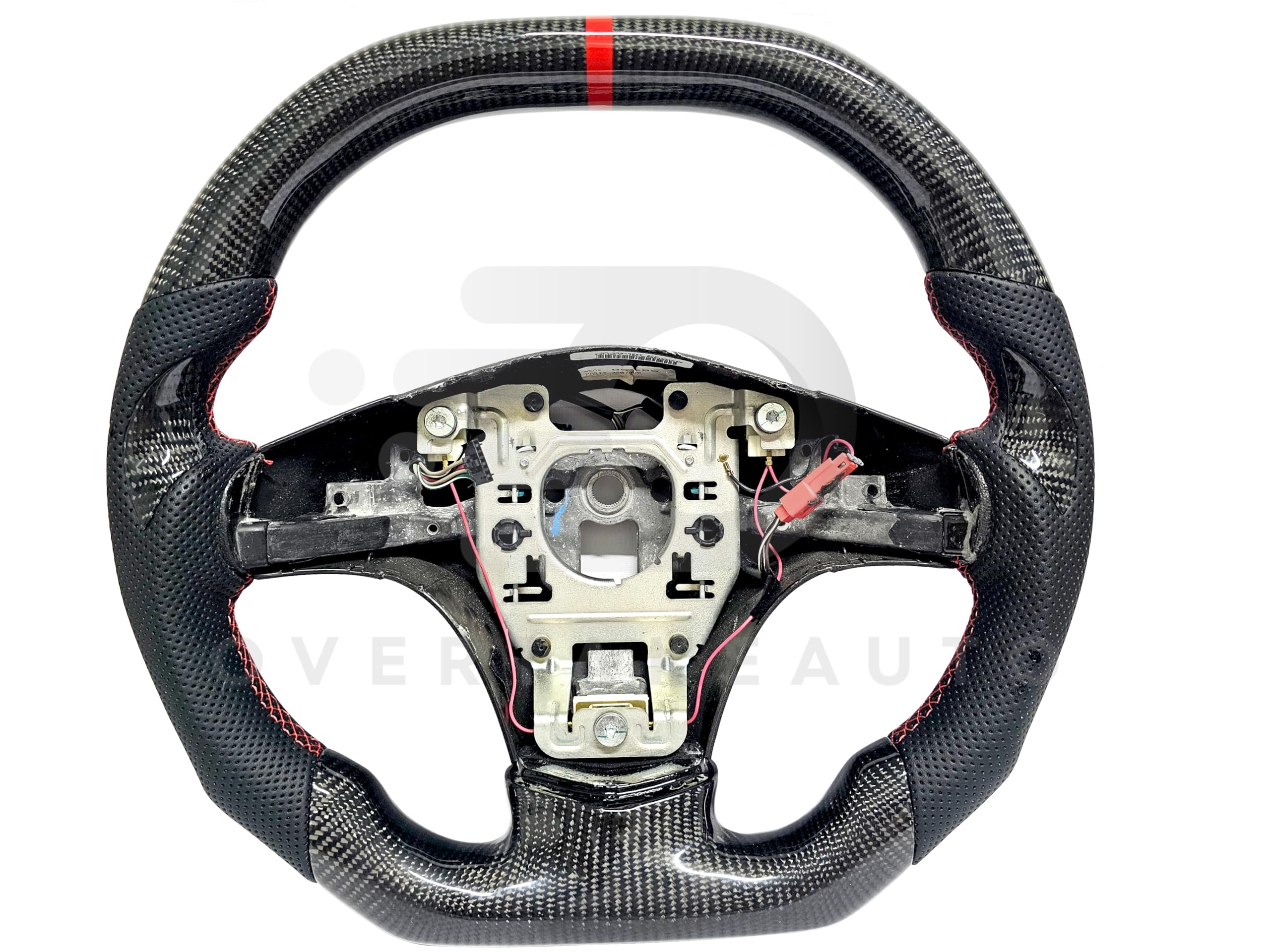 Real Carbon Fiber, Steering Wheel, For Chevy Corvette C6 2006-2013 (Red + Flat Bottom)