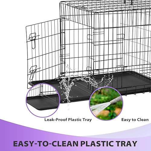 Miniatura 5 de BestPet Dog Crate 48" Black Foldable Metal Kennel with Double Doors, Secure Slide-Bolt Latches, Leakproof Tray Portable Dog Cage for Large
