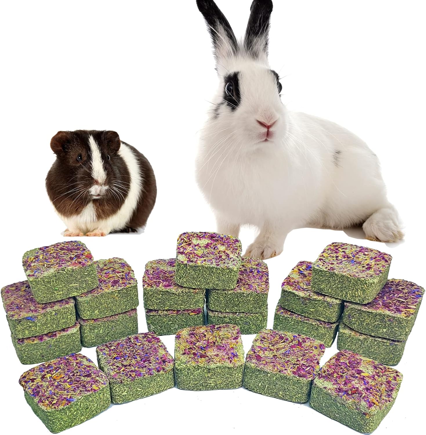 JOYTZRE Timothy Hay Brick Rabbit Chew Toys Guinea Pig Food Bunny Molar Treats for Rabbit Guinea Pig Hamster Bunny Chinchilla Gerbil…