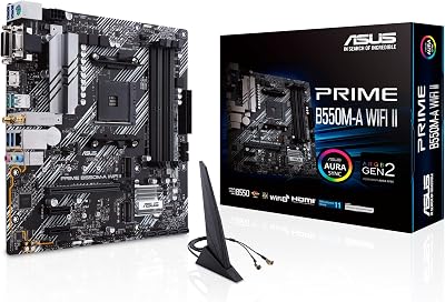 ASUS PRIME B550M-A WiFi II Scheda Madre microATX, AMD B550, Socket AM4, DDR4, PCI 4.0, LAN Realtek 1Gb, WiFi 6 (802.11ax), 2xM.2, 4xSATA 6GB/s, 2xUSB 3.2 Gen 2, Supporto Aura Sync RGB, Nero