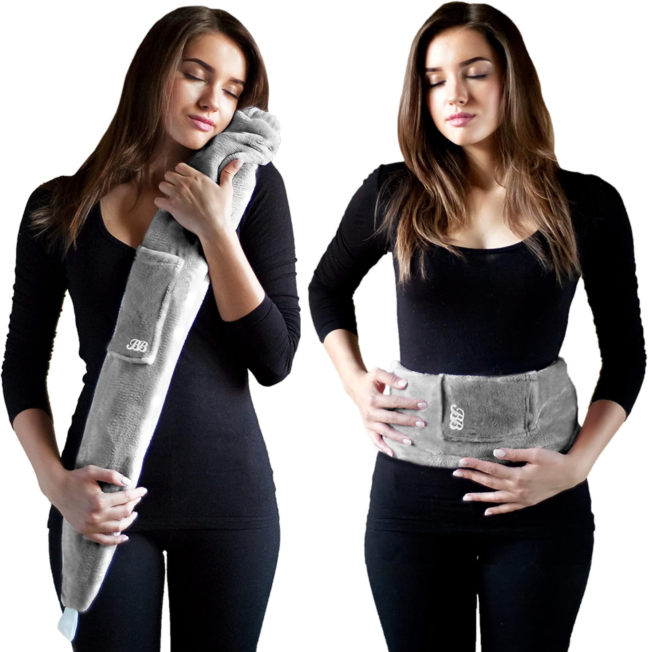 YUYU The Original, Award Winning Long Hot Water Bottle . 75cm x 12cm, Wearable Strap, Up to 6 Hours of Warmth. Grade A, Natural Sri Lankan Rubber Eco Bottle, 2 Year Warranty. from UK (Koala Grey)