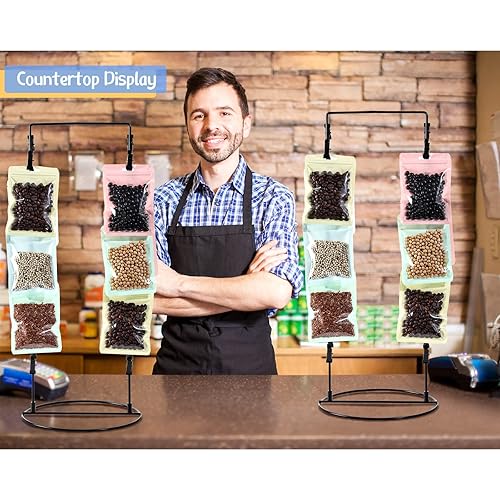 Miniatura 5 de Estante para aperitivos con clip para encimera, estante para papas fritas, soporte para bolsas de chips de caramelo, soporte para bolsas de 2 hebras