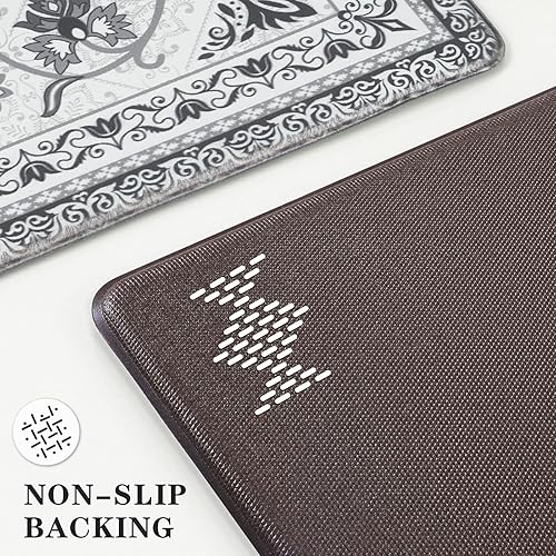 Miniatura 8 de ASPMIZ Alfombras de cocina bohemias grises antideslizantes, impermeables, acolchadas, antifatiga, alfombras de cocina de espuma viscoelástica para