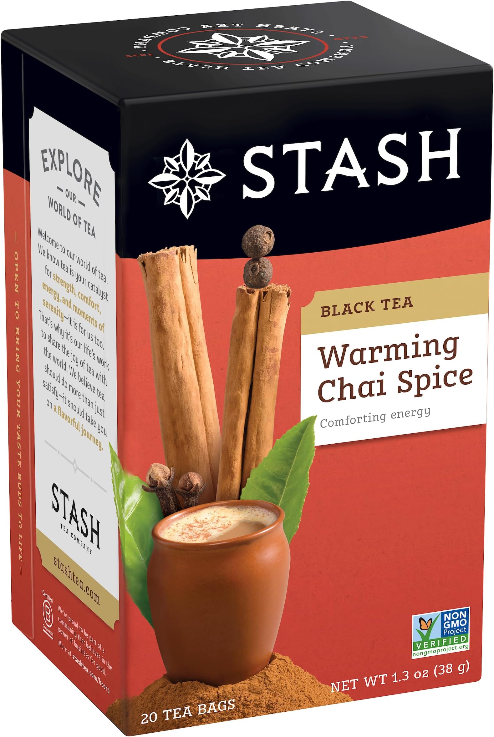 Stash Tea Decaf Vanilla Chai Tea, 6 Boxes With 18 Tea Bags