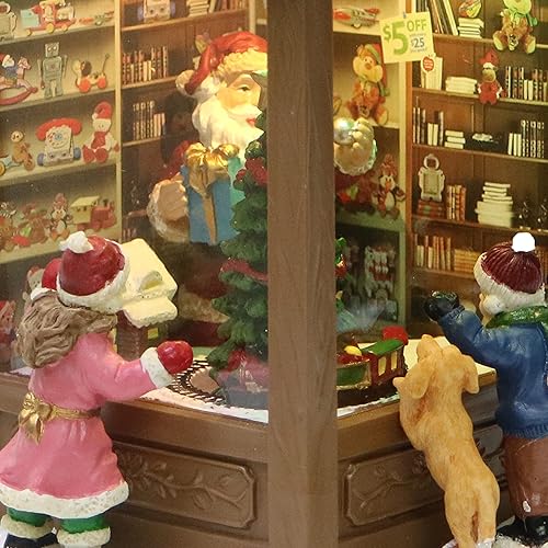 Miniatura 4 de MOMENTS IN TIME Edificio de pueblo navideño, tienda de juguetes de Papá Noel con música navideña, luces LED, funciona con pilas (no incluidas) (8.8