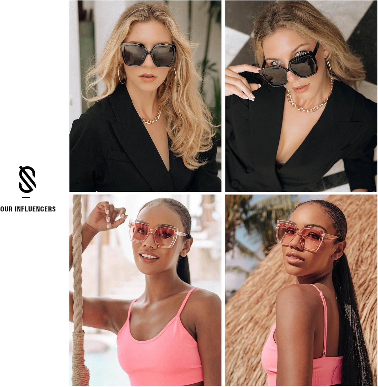 SOJOS Horned Rim Thick Sunglasses for Women Trendy Oversized Black Modern Hipster Fashion Shades SJ2161 - Image 2
