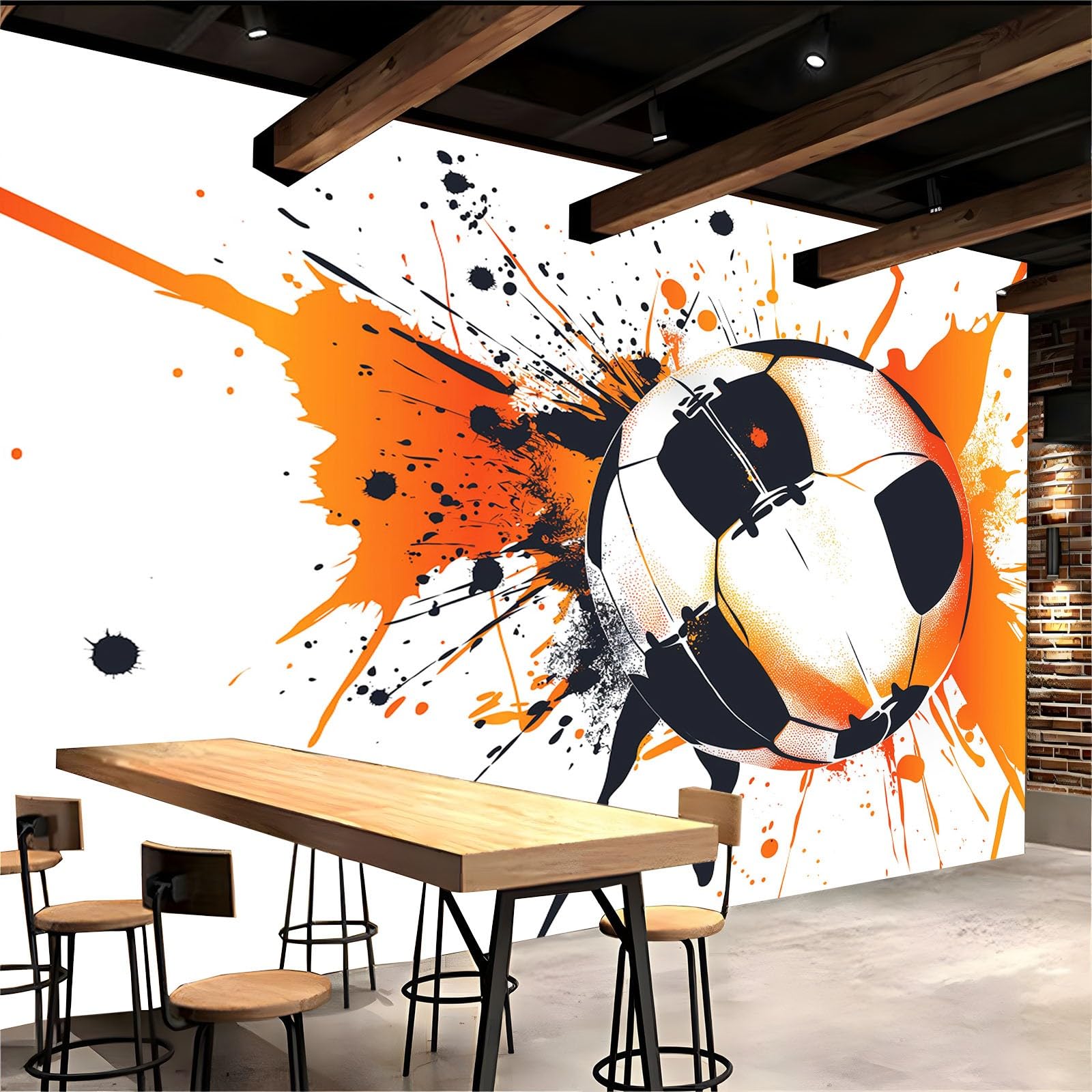 Fototapeta, piłka nożna, farba rozpryskowa, 250 x 175 cm, flizelina, tapeta 3D, nowoczesny salon, sypialnia, artystyczny plakat, mural tapeta