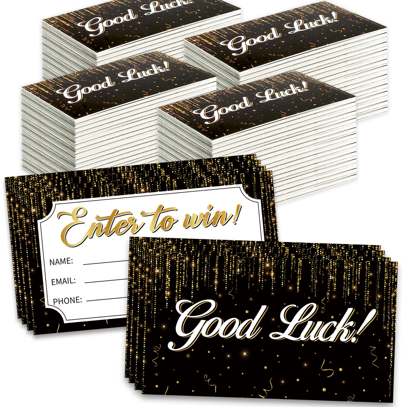 1200 Pcs Black Gold Enter to Win Raffle Tickets Cards 3.5 x 2 Inch Entry Form Ticket Cards for Contest, Auction, Raffles, Ballot Box with Space for Name, Email Address Phone Number Fields (1200)