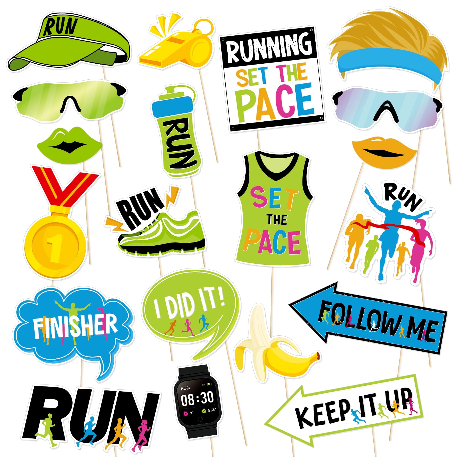 FOZEE 20Pcs Running Photo Booth Props