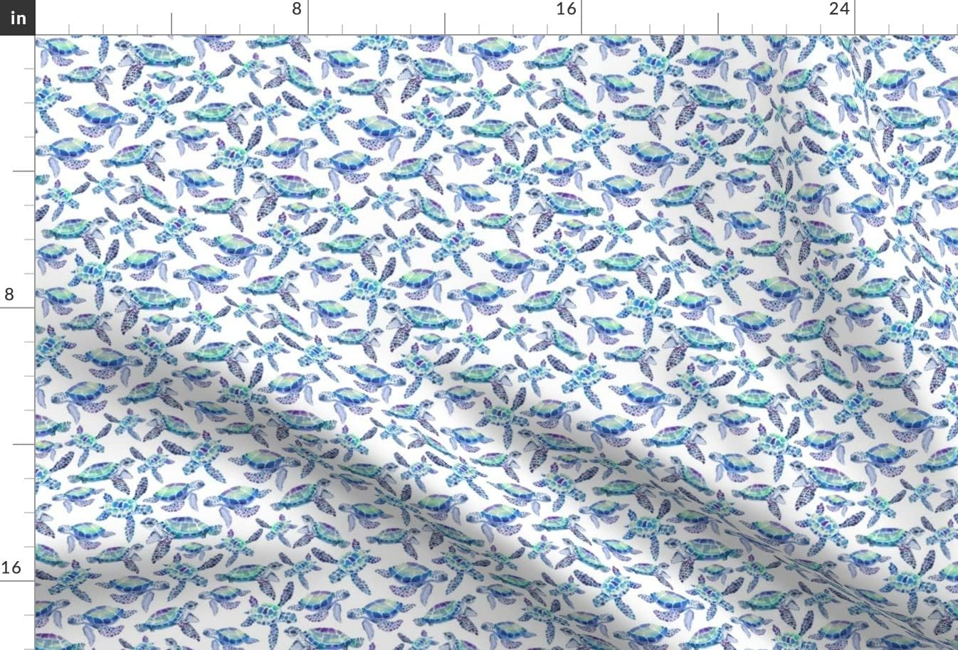 Spoonflower Fabric - Turtles Aqua Blue Small Purple Turquoise Turtle Ocean Sea Marine Printed on Minky Fabric by The Yard - Sewing Baby Blankets Quilt Backing Plush
