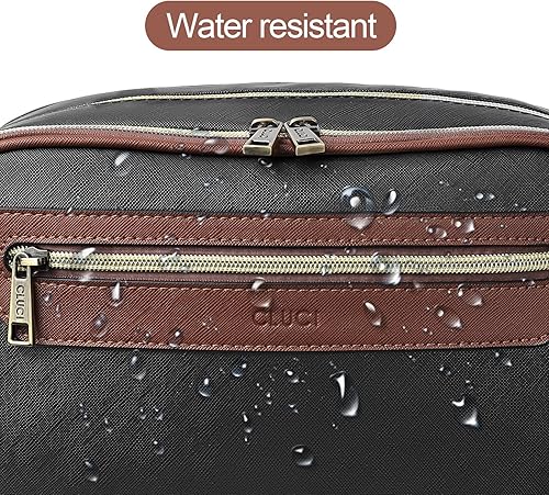 Miniatura 2 de CLUCI Toiletry Bag Travel Bag with Hanging Hook Leather Makeup Cosmetic Bag Travel Organizer for Accessories Shampoo Container Toiletries