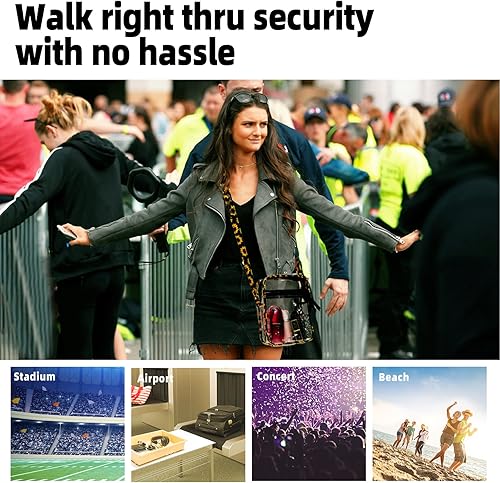 Miniatura 6 de DONGGANGAJI Bolsa cruzada transparente, aprobada para estadios, para conciertos, bolsa de hombro transparente, correa ajustable con bolsillo frontal