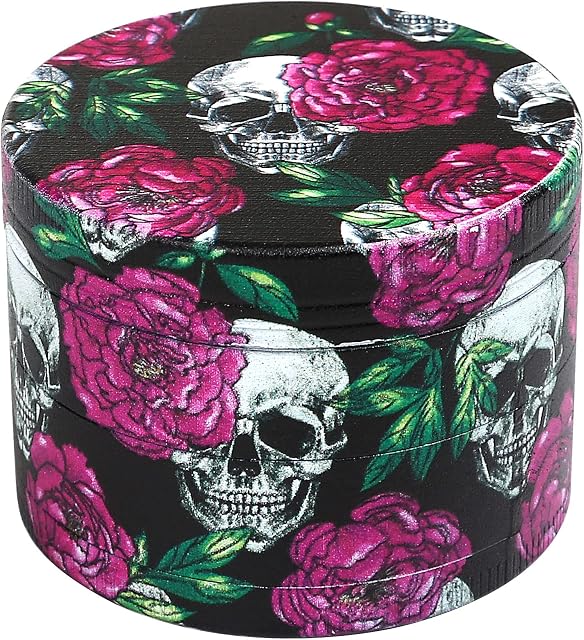 LIHAO 2 inch Grinder 4 Layer Zinc Alloy Spice Grinder - Rose & Skull