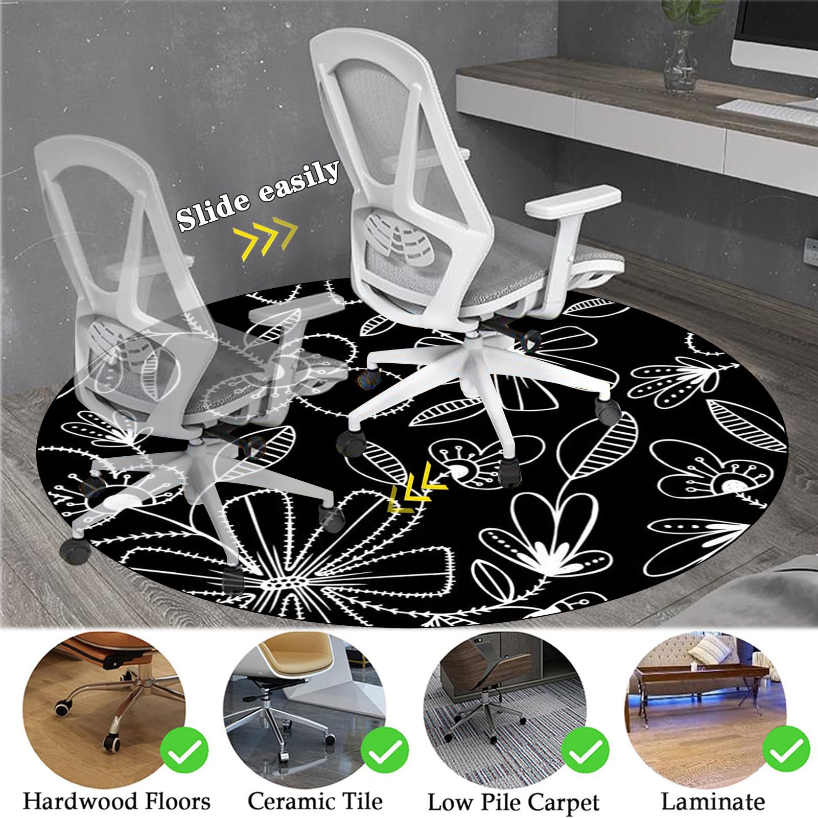 Tapete de escritorio para suelos de madera dura, tapete resistente para silla de oficina para suelos de pelo bajo, tapete grueso para silla de juegos, tapete protector de alfombra para parquet