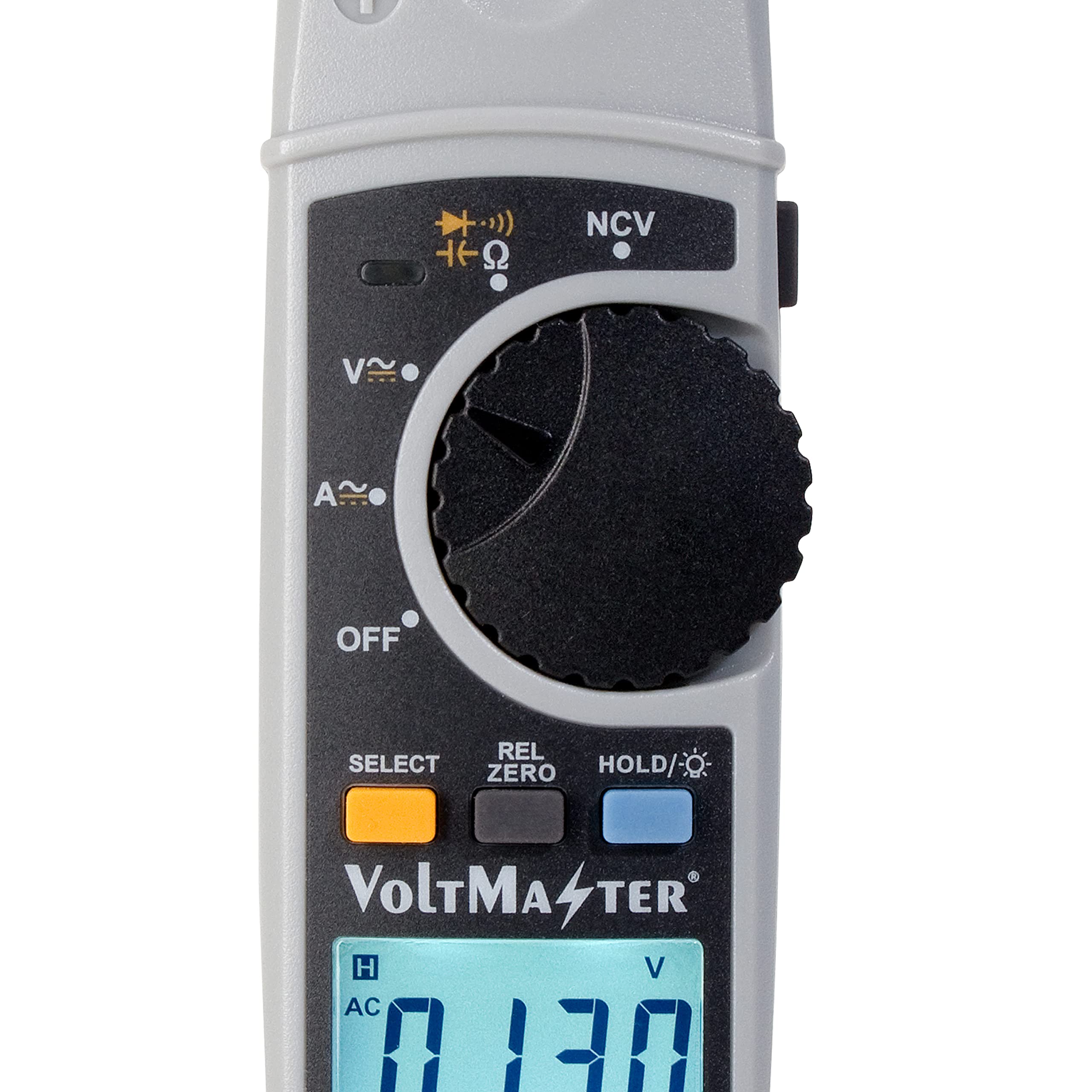 Voltmaster FCM 1 Digitales Gabel-Zangenamperemeter CAT III 600V, Multifunktionsmessgerät mit offenem Zangenkopf (universell einsetzbar, AC/DC Strommessung, großes LC-Display), Grau
