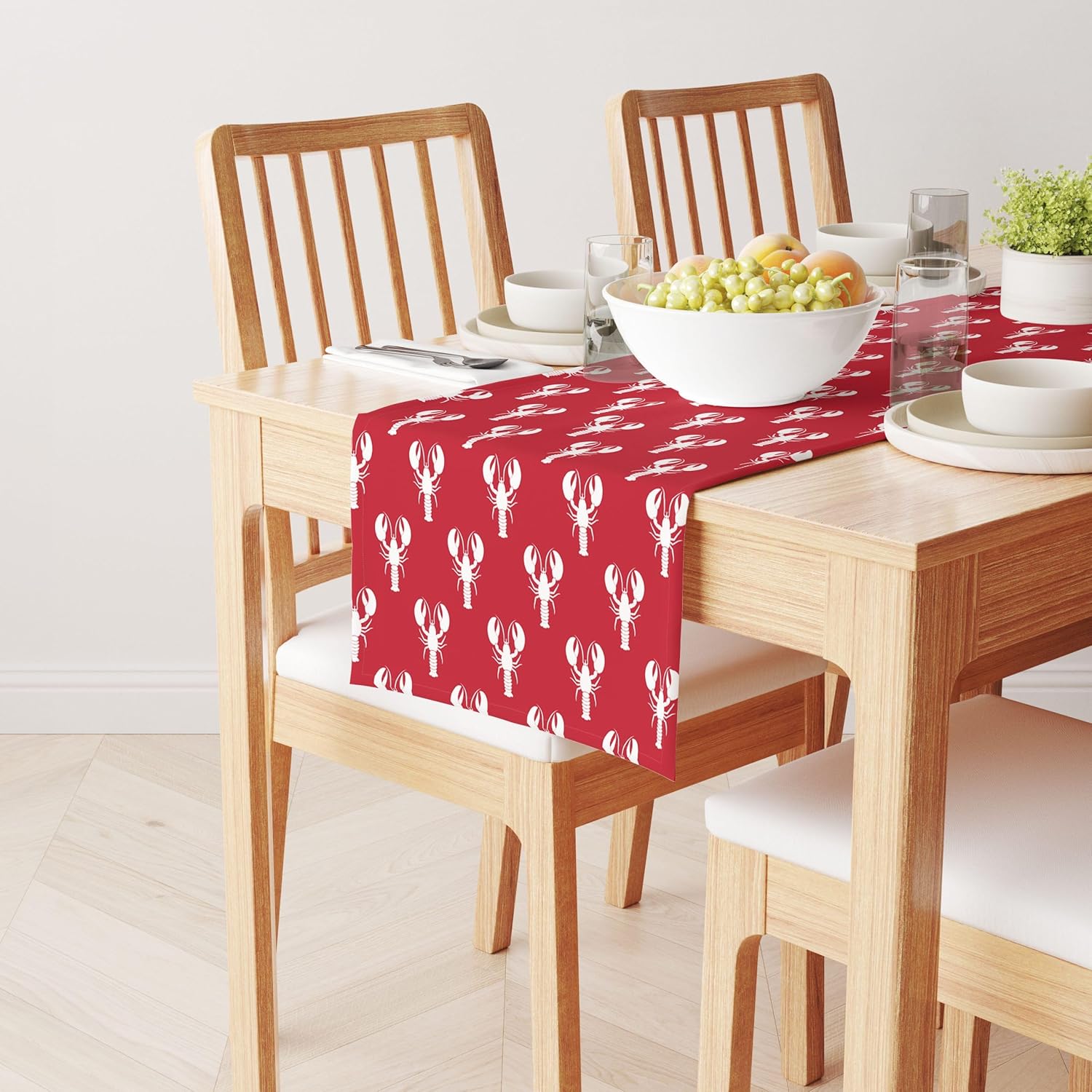 Table Runner, 100% Milliken Polyester, Machine Washable, 12x72, Maine Lobster