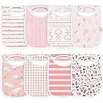 8-Pack Baby Bibs for Boys, Girls - Pullover Bibs for Drooling Teething Baby Girl & Boy Toddler, Newborn, Soft & Absorbent, Cute Colors, Large Torso Coverage Keep Infant Clean & Dry (Sweet Charm)
