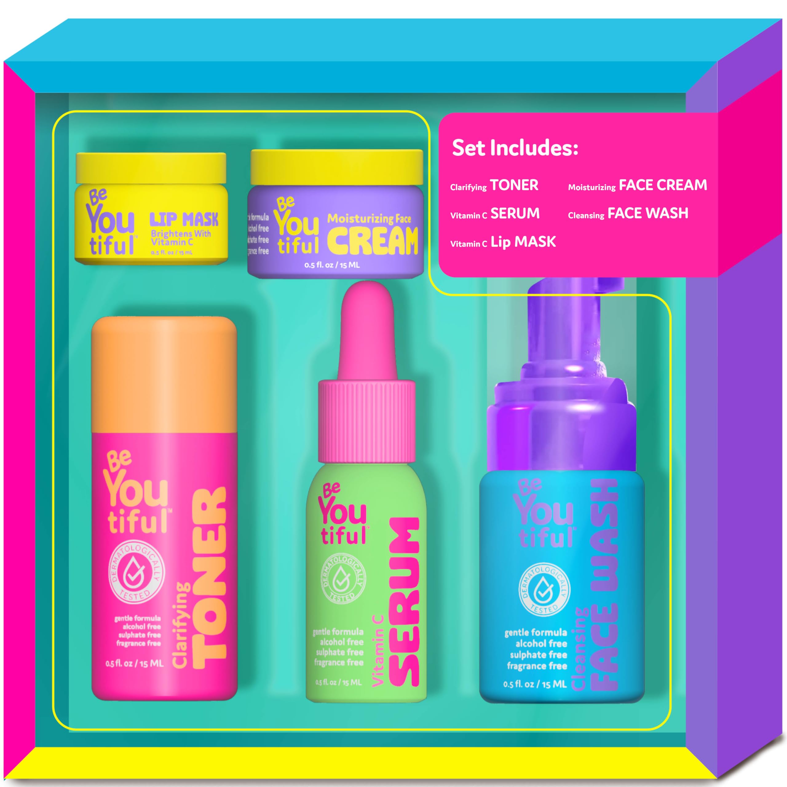 Amazon.com: BeYoutiful Skin Care Gift Set for Teens, BFF Regimen 5