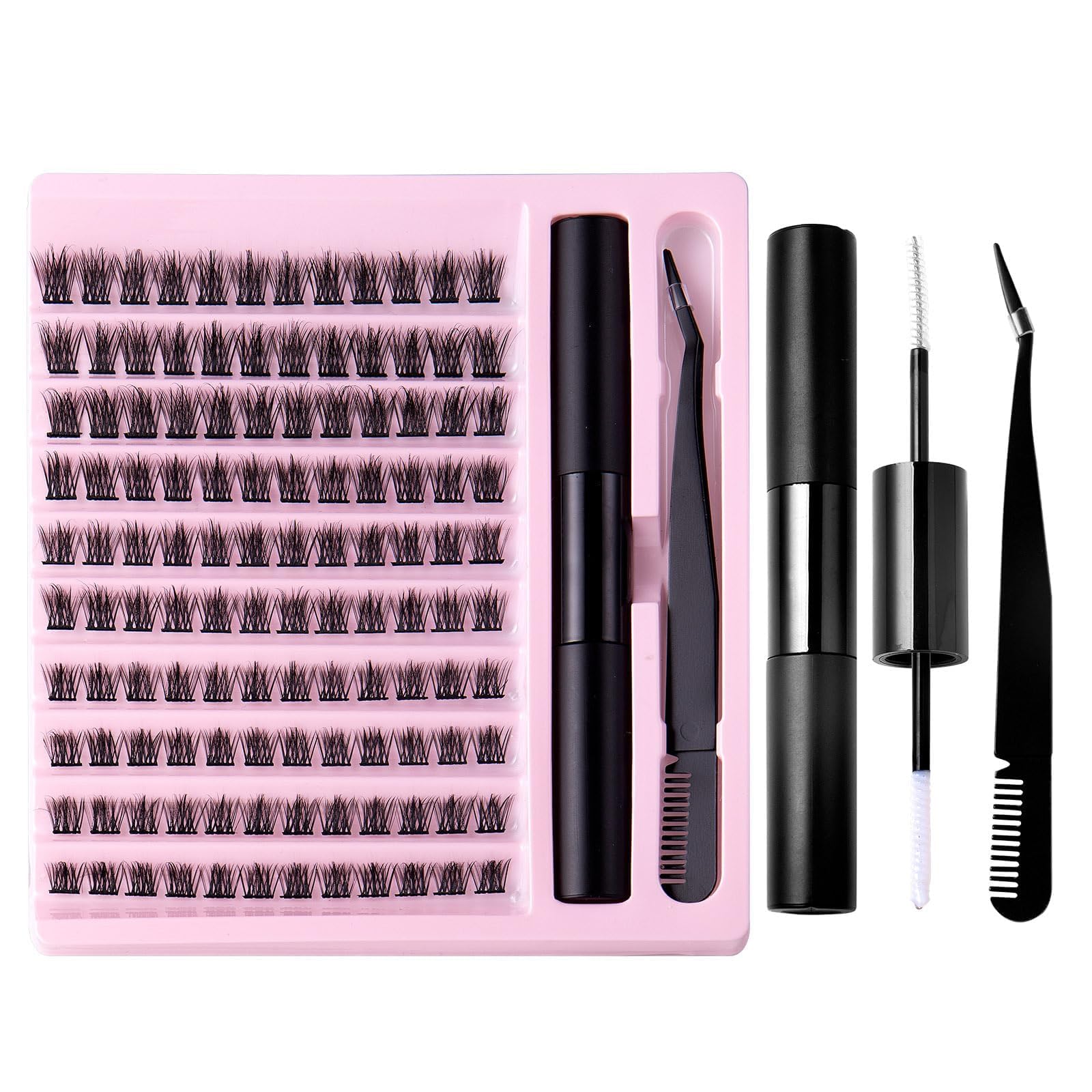 Azonee Thick Natural Cluster Eyelashes Soft Light 120 Clusters Lashes, DIY lash Extensions Wispy, Lash Clusters Individual Lash Extensions, with Lash Bond & Seal + Tweezer