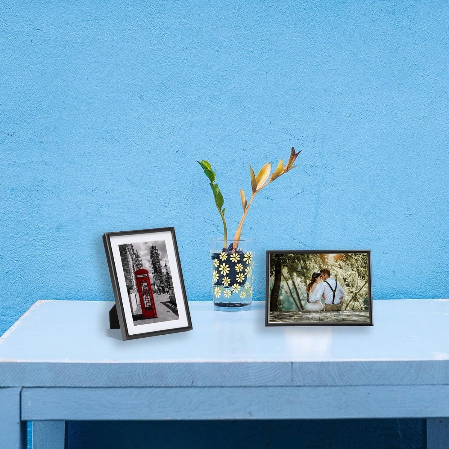 Buy 4x6 Picture Frame Black Matte Thin Modern Metal Set of 4, for