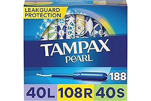 Pearl Plastic Tampons, Multipack Light/Regular/Super Absorbency, 188 Count, Unscented