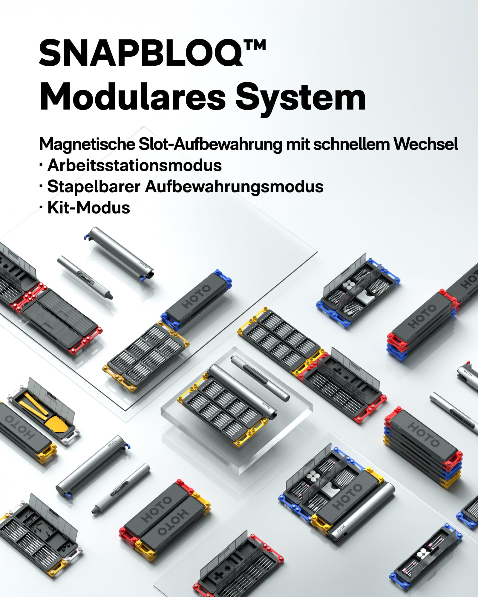 HOTO SNAPBLOQ™ R-A04 Multifunktionswerkzeug, bürstenloser Motor, 15.000–22.000 U/min, 38-teiliges Zubehörset zum Schleifen, Gravieren, Bohren und Polieren