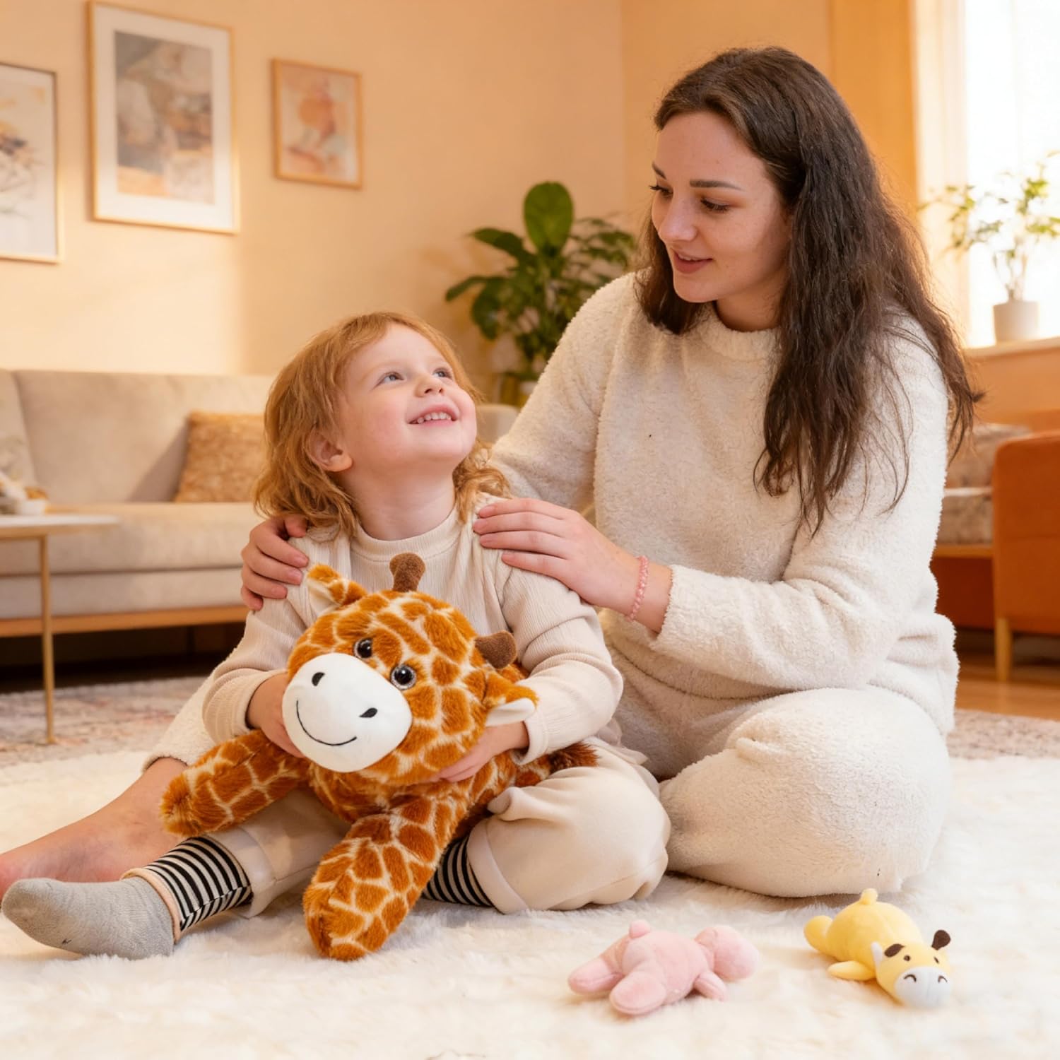 Giraffe Stuffed Animals, Mommy Giraffe Plush with Baby, 4 Pcs Plush Toy for Girl Boy, Birthday Valentine's Gifts for Girlfriend, Kids, Toddler, Age 3-8, Yellow - Image 3