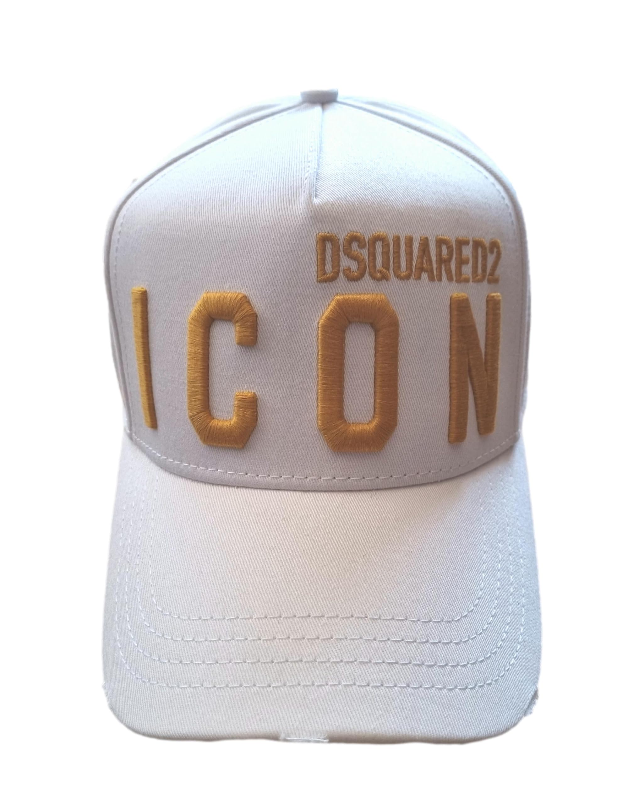 DSQUARED2 Cappello Berretto Baseball Uomo Icon M319 Bianco-Giallo