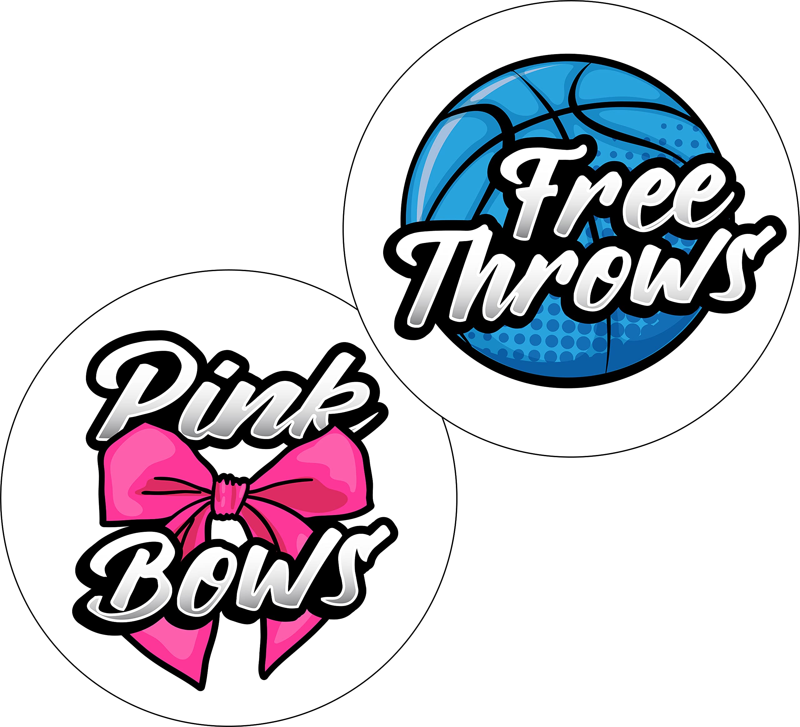 Free Throws or Pink Bows Gender Reveal Stickers Basketball Decorations Party Supplies Team Girl Boy Matte 24 Pack