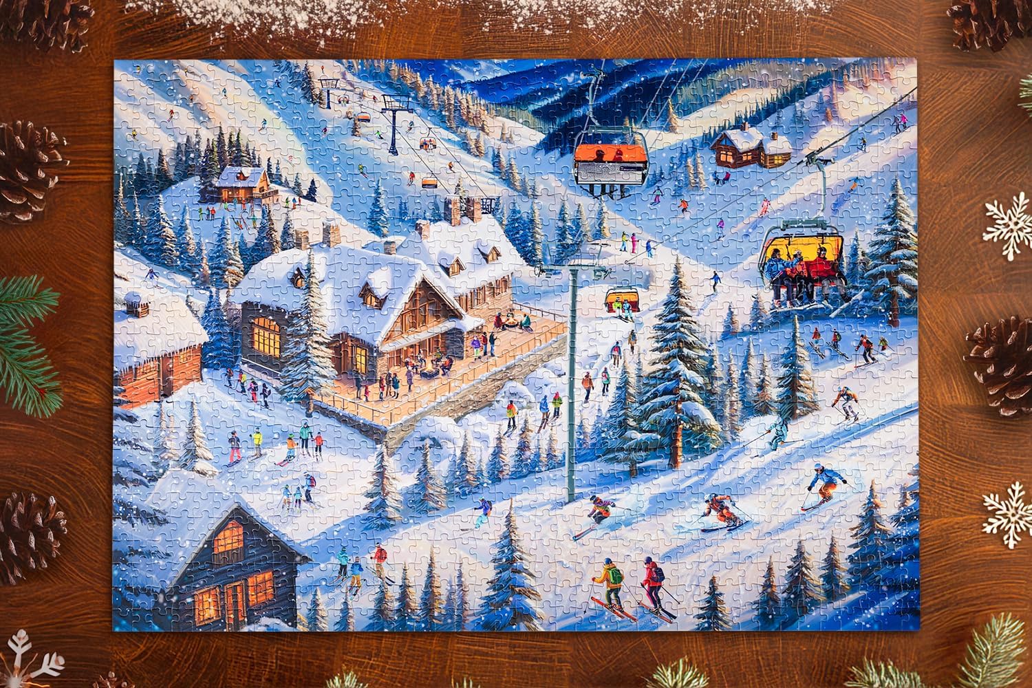 MOSAIC PUZZLES Ski Chalet Getaway - Christmas Puzzles for Adults - Premium Jigsaw Puzzles, 1000 Pieces