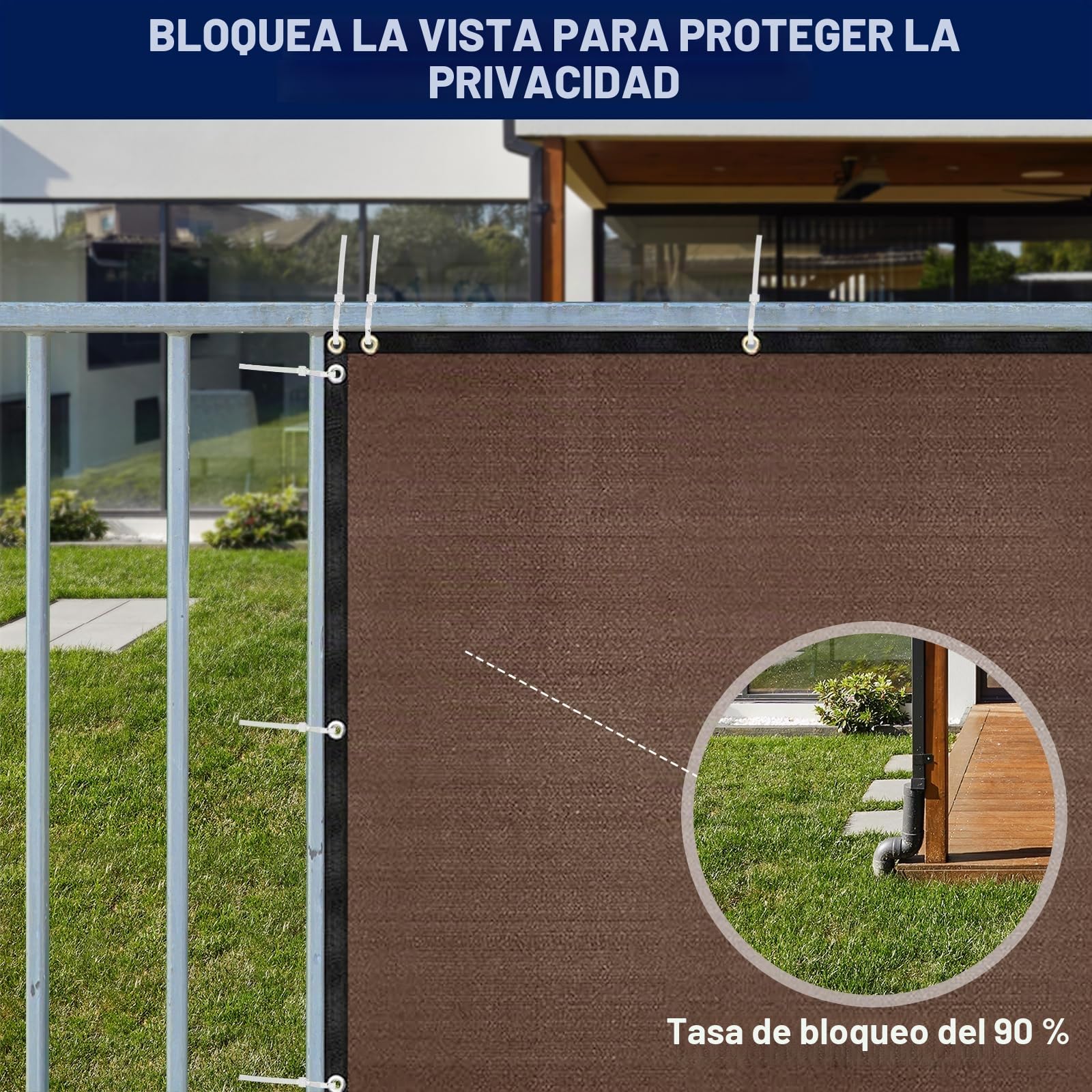 Duerer Malla de Ocultacion Jardin 1.8m x 15.2m Malla de Sombreo 170g/m² Densidad HDPE Protección UV Privacidad para Vallas De Jardin, Terraza, Balcón y Vallas, Marrón