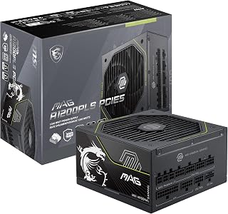 MSI MAG A1200PLS PCIE5, Fully Modular Gaming 1200W Power Supply, 80+ Platinum, Native 12V-2x6 Cables, GPU Safeguard, 105°C Main Capacitor, Fan Safeguard, ATX 3.1 & PCIe 5.1 Ready, 10 Year Warranty