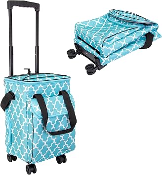 منتجات dbest Ultra Compact Cooler Smart Cart 360 معزولة قابلة للطي قابلة للطي بشاطئ شواء ، بلاط مغربي