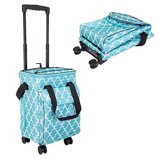 dbest products Ultra Compact Cooler Smart Cart 360 Insulated Collapsible Rolling Tailgate BBQ Beach, Moroccan Tile
