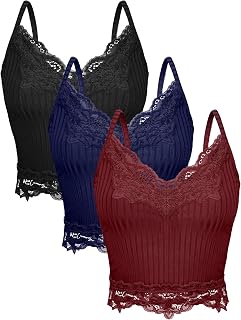 3 Stück Damen Spitze Cami Crop Tops Patchwork Fee Grunge Stil Y2k Mädchen Strick Spitzentops
