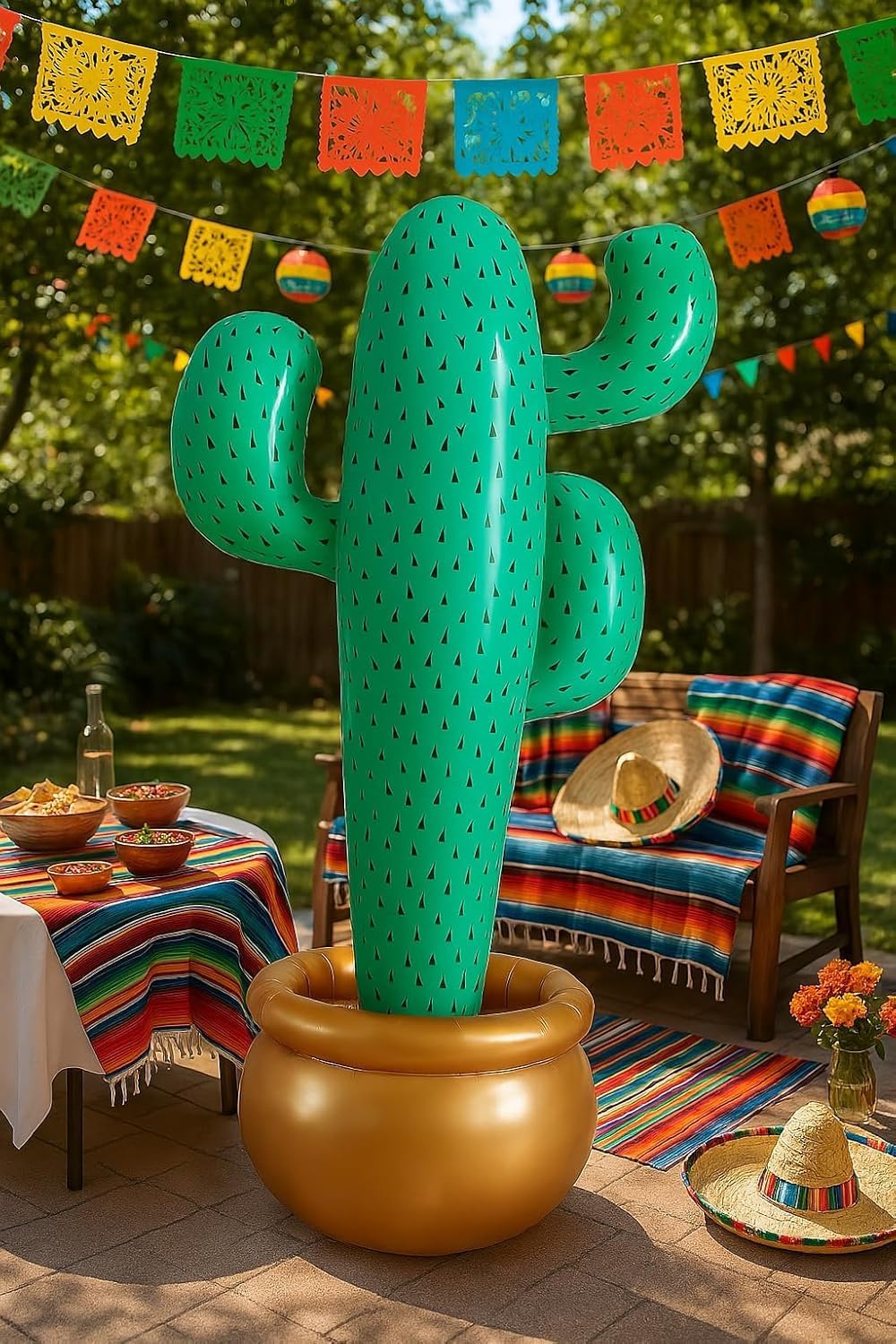 GIFTEXPRESS 2 Pack Inflatable 76" Jumbo Cactus Prop Decor, Giant Cactus Tree for Mexicano Fiesta Theme Party Decor, Cinco De Mayo Prop, Hawaiian Pool Party, Desert Western Cowboy Theme Decoration