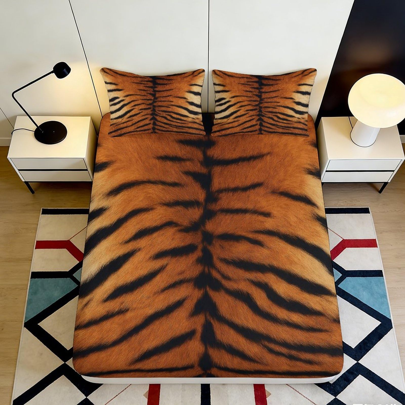 Jqzkxnhpbr Style-1 3D Printed Tiger Stripe Fitted Sheet Microfiber Soft Breathable Animal Pattern Bed Cover For Bedroom Guest Room 90X200x25cm