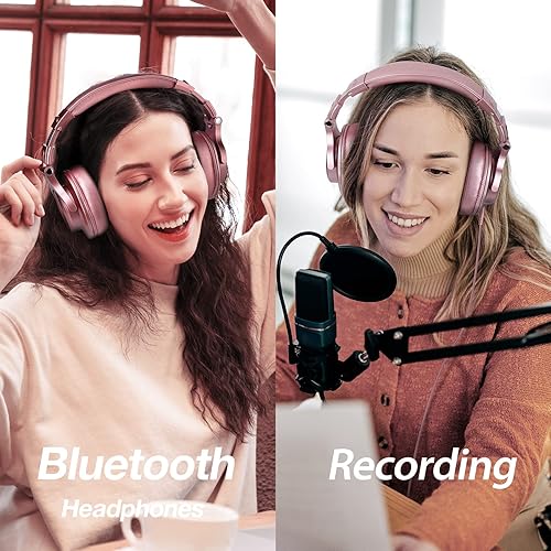 Miniatura 5 de OneOdio Auriculares Bluetooth A70 sobre la oreja, auriculares inalámbricos con tiempo de reproducción de 72 horas, alta resolución, conector de