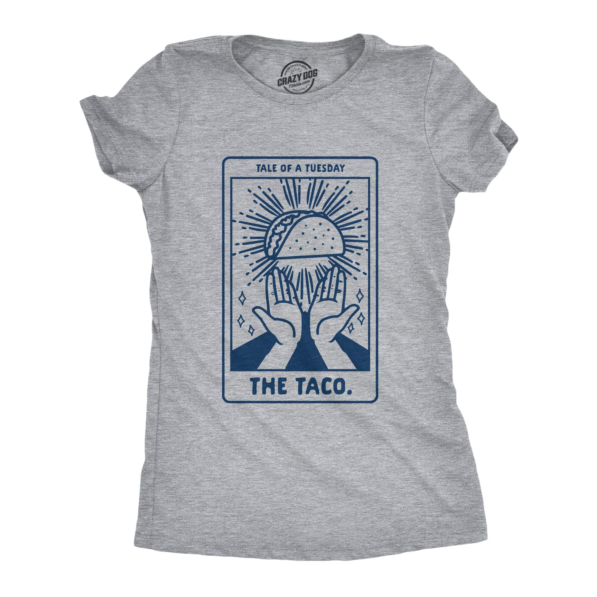 Crazy Dog T-ShirtsWomens Tacos Shirts Funny Mexican Tees with Tacos and Cervezas Cool Vintage Graphic Tees with Cute Sayings
