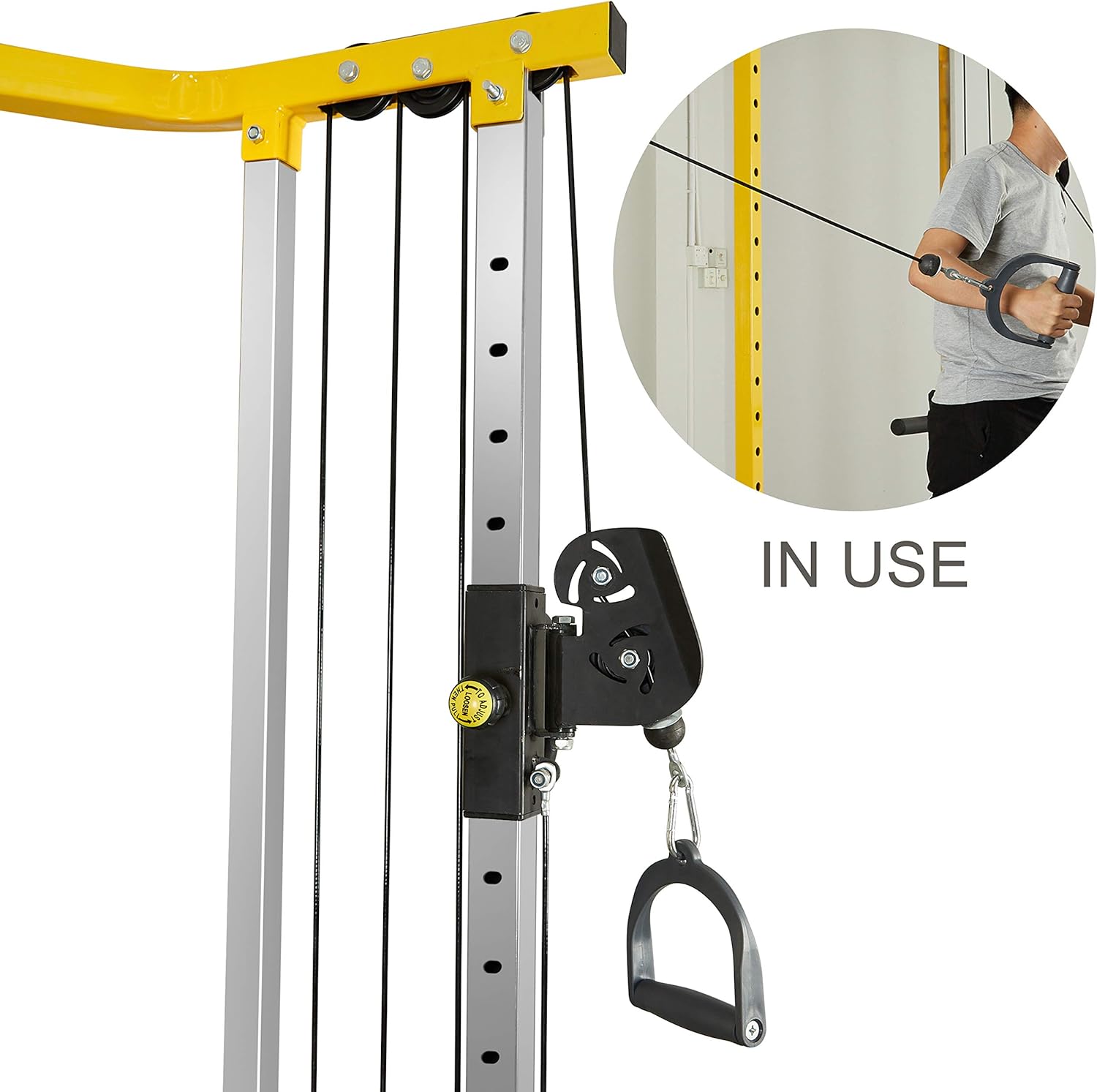HulkFit Cable Crossover Weightlifting Pulley System Multi-Function Adjustable Power Cage Attachment Accessory - Weight Plate Loading Arms, Pivoting Pulley Braces with Single Handles : Sports & Outdoors