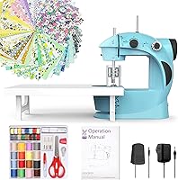 Vista 10 de Máquina de coser KPCB Tech para principiantes [Set completo] con protector de dedos y paquetes de tela - Mini máquina de coser con kits de costura