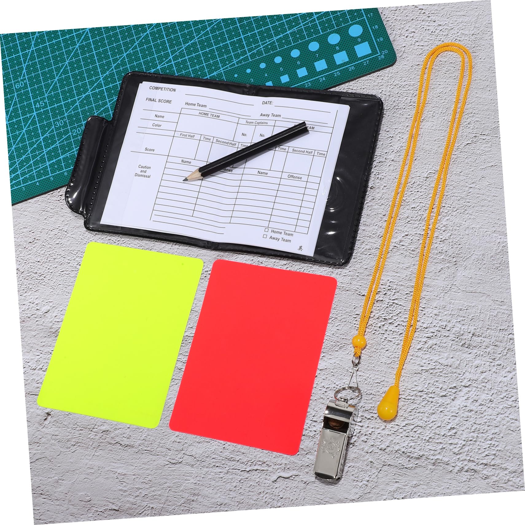 TOYANDONA Conjunto de Árbitro Portátil con y Amarillas Silbatos y de Puntuación para Fútbol y Voleibol Kit Completo de Accesorios para Árbitros