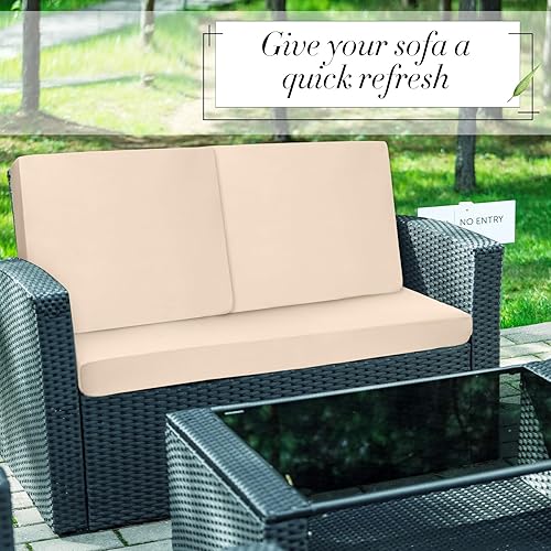 Miniatura 7 de Newwiee 8 fundas de cojín elásticas impermeables para sofá de patio, para exteriores, para 4 respaldos y 4 fundas de cojín, fundas de sofá, fundas