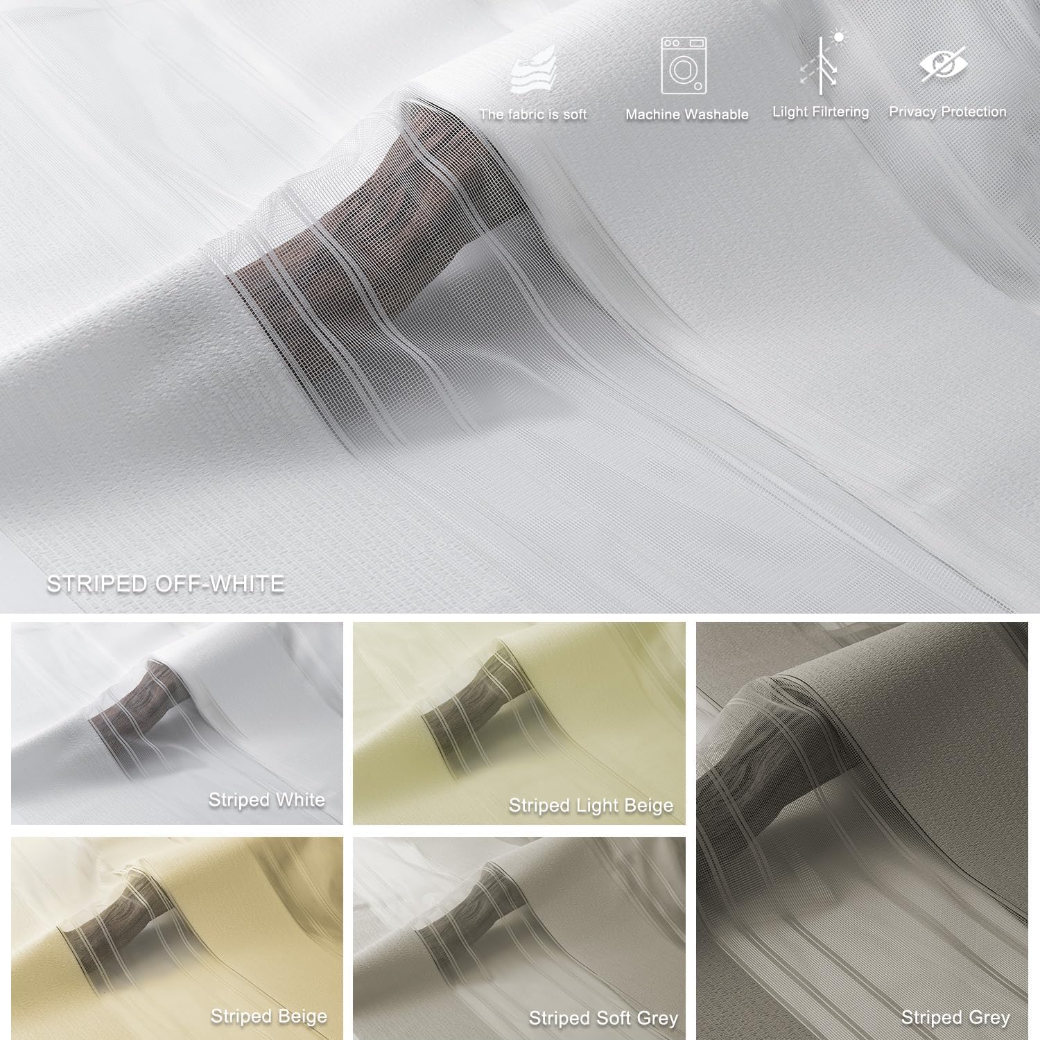 Motorized Sheer Vertical Blinds with Remote，Light Filtering Remote Control Smart Vertical Shades for Patio Sliding Glass Door Blackout Blinds Customize Striped Off-White